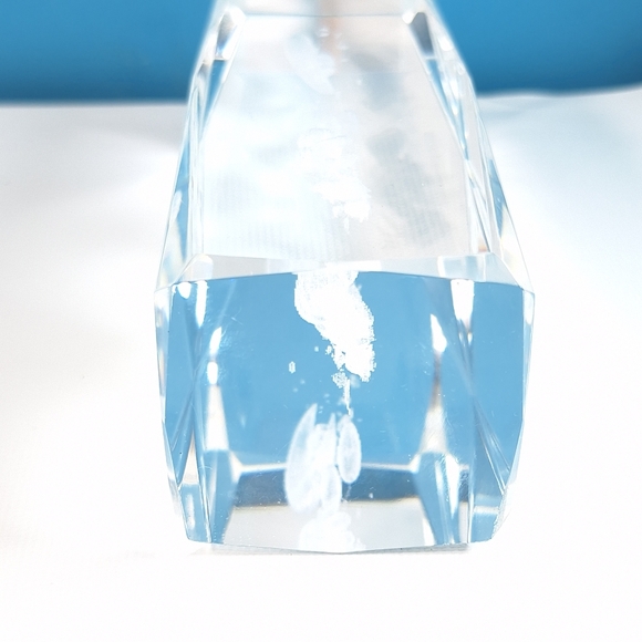 Glass 3D Laser Etched Teddy Bear Moon Decor Paperweight Bunny Stars 6" Tall - Picture 6 of 8